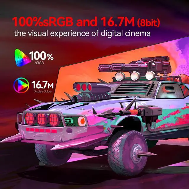 Alt view image 3 of 5 - CUNPU 24 Inch Gaming Monitor, FHD 1080P 165Hz Monitor, IPS Display, Free-sync Compatible, 99% SRGB Color Gamut VESA 100 * 100mm Eye Care, Ultra-Slim Frame, Black,