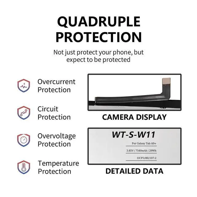 Alt view image 5 of 5 - LeeCrynoid WT-S-W11 Replacement Battery for Samsung Galaxy Tab A9+ Plus 11" SM-X210/X215/X216/X218U | 3.85V 7540mAh 29Wh 0-Cycle Lithium Battery with Repair Kit
