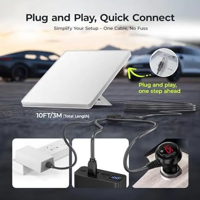 Alt view image 2 of 5 - 3 in 1 Starlink Mini Cable 10FT/3M, High-Speed USB-C/Car Charger/DC to DC Starlink Mini Power Cable, IP65 Waterproof Starlink Mini Accessories Car Adapter Cord for Stable Outdoor Internet