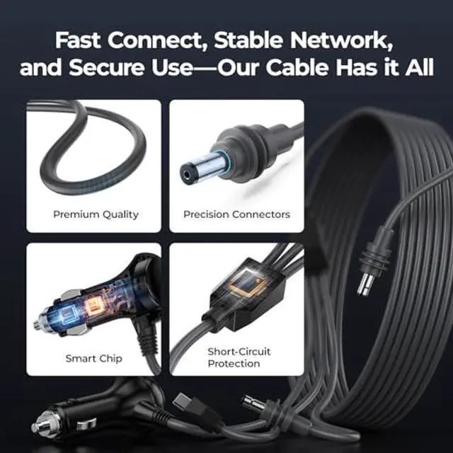 Alt view image 3 of 5 - 3 in 1 Starlink Mini Cable 10FT/3M, High-Speed USB-C/Car Charger/DC to DC Starlink Mini Power Cable, IP65 Waterproof Starlink Mini Accessories Car Adapter Cord for Stable Outdoor Internet