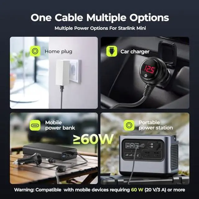 Alt view image 4 of 5 - 3 in 1 Starlink Mini Cable 10FT/3M, High-Speed USB-C/Car Charger/DC to DC Starlink Mini Power Cable, IP65 Waterproof Starlink Mini Accessories Car Adapter Cord for Stable Outdoor Internet
