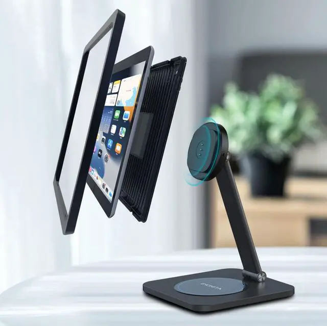 Alt view image 2 of 5 - EMONITA Foldable Magnetic Stand with Charging Case A13 for iPad Pro 13-Inch (M4). Strong Magnets, 360 Rotation, 90 Tilt, 45W Fast Charger Adapter USB C Cable Included