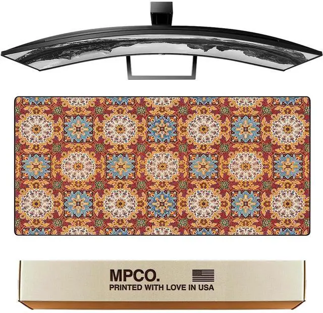 Main image of MPCO. Arabic Textiles Large Gaming Desk Pad - 36" x 17" Duraglyde Fabric Scarlet-Fields Desk Mats - Non-Slip, Washable, Smooth Glide for Precision Gaming & Work