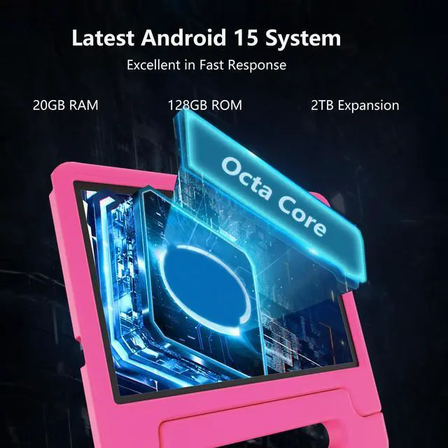 Alt view image 3 of 5 - ITDULCET Kids Tablet, 11 inch Android 15 Tablet for Kids, 20GB RAM 128GB ROM Octa-Core 8000mAh Battery Childs Tablets with Shockproof Case, Bluetooth, WiFi, Parental Control, Dual Camera, GPS