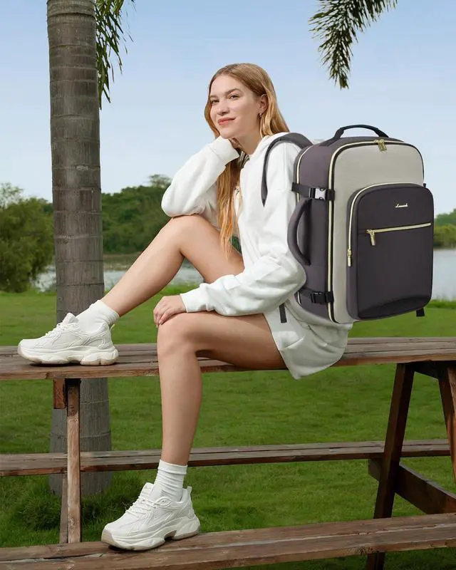 Alt view image 2 of 5 - LOVEVOOK 50L Travel Backpack for Women & Men, Airline Approved Carry On Luggage with 3 Packing Cubes, TSA Overnight Bags, Waterproof Personal Item Bag, Weekender Essentials Backpacks fits 17" Laptop