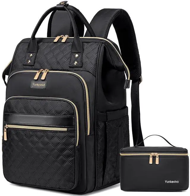 Main image of Yunkevivo Lunch Backpack for Women, 15.6 Inch Laptop Backpack for Womens Stylish Nurse, Teacher Work Back pack with Lunch Box Insulated Backpacks Cooler for Women Men Travel Camping Picnics