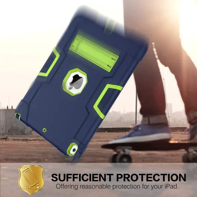 Alt view image 3 of 5 - BENTOBEN for iPad Air 3 2019 Case, iPad Pro 10.5" 2017 Case, 3 Layers Heavy Duty Rugged Shockproof Kickstand Sturdy Protective Tablet Cases for iPad Air 3rd Gen/iPad Pro 10.5" 2017, Dark Blue/Green