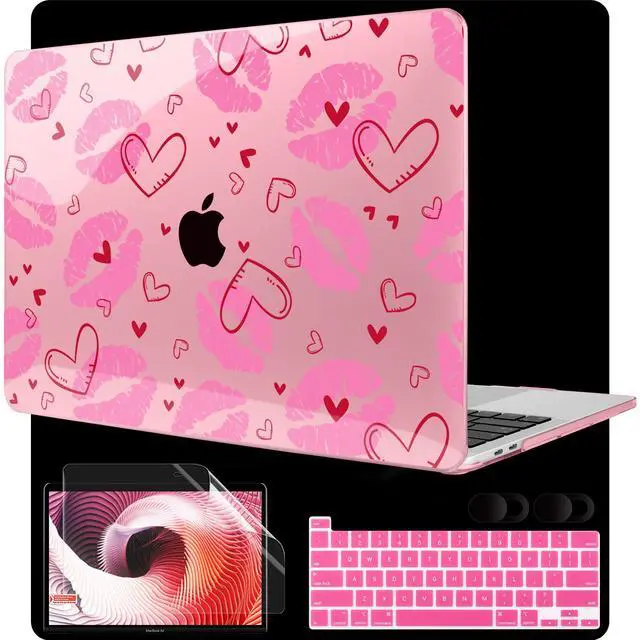 Main image of MEEgoodo Case for MacBook Pro 13 inch Case 2022 2021 2020 New A2338 M2/M1 A2251 A2289, Laptop Hard Shell with Keyboard & Camera Cover Compatible with 13 inch MacBook Pro, Cute Kiss & Love