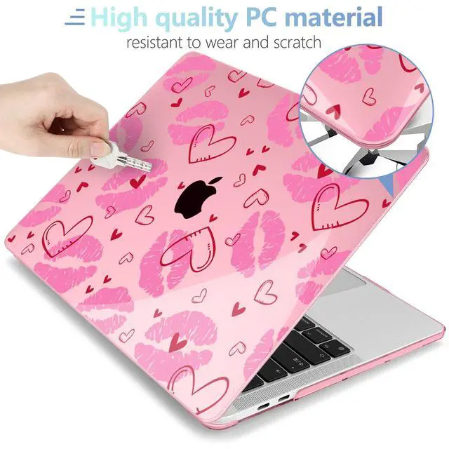 Alt view image 3 of 5 - MEEgoodo Case for MacBook Pro 13 inch Case 2022 2021 2020 New A2338 M2/M1 A2251 A2289, Laptop Hard Shell with Keyboard & Camera Cover Compatible with 13 inch MacBook Pro, Cute Kiss & Love