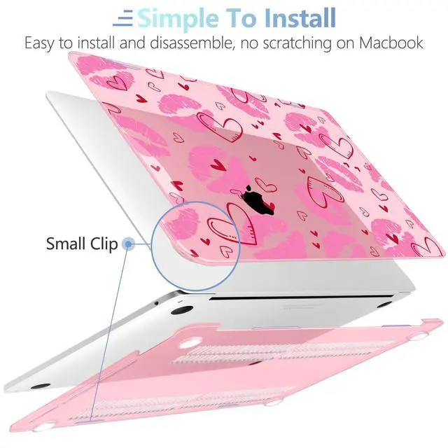Alt view image 4 of 5 - MEEgoodo Case for MacBook Pro 13 inch Case 2022 2021 2020 New A2338 M2/M1 A2251 A2289, Laptop Hard Shell with Keyboard & Camera Cover Compatible with 13 inch MacBook Pro, Cute Kiss & Love
