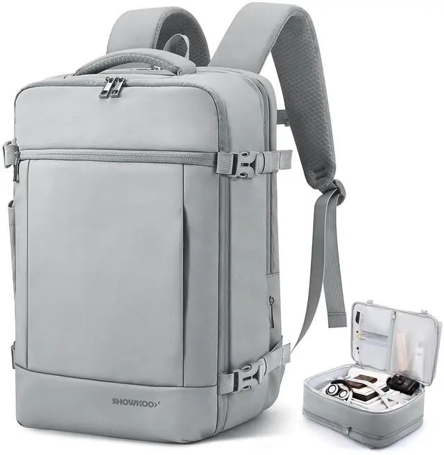 Main image of SHOWKOO 40L Travel Backpack for Men & Women, Airline Approved Carry On Laptop Backpack Fits 17.3", Waterproof Personal Item Bag Expandable Large Capacity Weekender Backpack