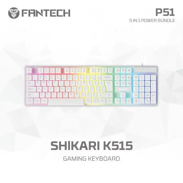 Alt view image 2 of 5 - FANTECH 5 in-1 Gaming Keyboard and Mouse Combo, Rainbow LED Backlit Wired Keyboard, Headset and Headphone Stand Gaming Mouse Pad,Wired Mice, for,PC,Laptop,Xbox White