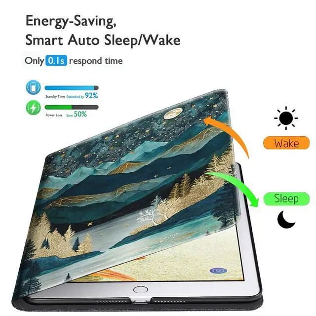 Alt view image 3 of 5 - BFSEROBJ Case for Kindle Fire HD 10 Tablet 10.1" 7th/9th Generation 2017/2019 Release Lightweight Smart Case PU Leather Adjustable Stand Protective Cover with Auto Wake/Sleep - Mountains