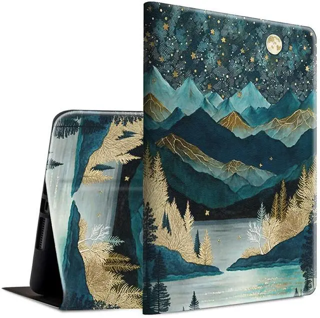 Main image of BFSEROBJ Case for Kindle Fire HD 10 Tablet 10.1" 7th/9th Generation 2017/2019 Release Lightweight Smart Case PU Leather Adjustable Stand Protective Cover with Auto Wake/Sleep - Mountains