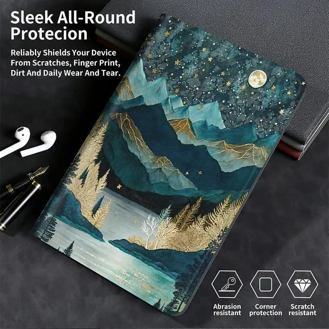 Alt view image 5 of 5 - BFSEROBJ Case for Kindle Fire HD 10 Tablet 10.1" 7th/9th Generation 2017/2019 Release Lightweight Smart Case PU Leather Adjustable Stand Protective Cover with Auto Wake/Sleep - Mountains