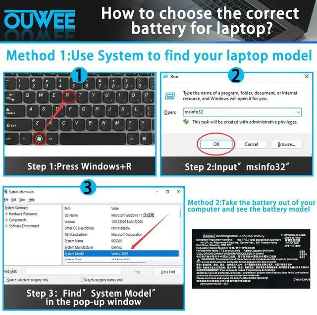 Alt view image 4 of 5 - OUWEE AE03XL Laptop Battery 41.04Wh Compatible with HP 240 G10 / 245 G10 / 246 G10 / 250 G10 / 255 G10 / 256 G10 / 14-EE 14-EP 14-EM 15-FC 15-FD Series N21969-005 N2095-AC1 HSTNN-0B3E TPN-DB1N 11.25V