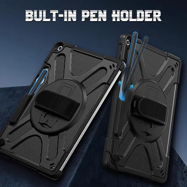 Alt view image 5 of 5 - Fintie Rugged Case for Microsoft Surface Pro 12 Inch 1st Edition (2025), 360° Rotating Kickstand Shockproof Cover with Hand Strap and Pen Holder, Compatible with Type Cover Keyboard (Black)