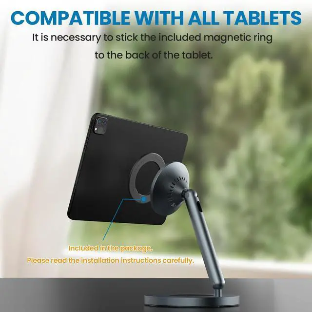 Alt view image 4 of 5 - Nillkin Magnetic iPad Stand for Desk, MagSafe Wireless iPhone Charger Stand, 360° Rotating Base, Adjustable Aluminum Tablet Holder for Work, Office, Home, Kitchen Use