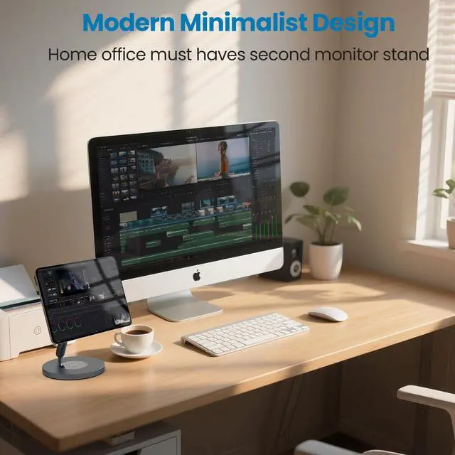 Alt view image 3 of 5 - Nillkin Magnetic iPad Stand for Desk, MagSafe Wireless iPhone Charger Stand, 360° Rotating Base, Adjustable Aluminum Tablet Holder for Work, Office, Home, Kitchen Use