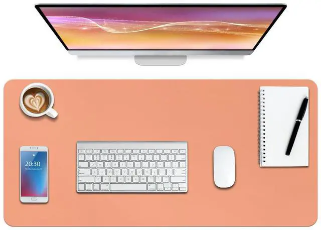 Main image of Boutilon Leather Desk Pad Protector,Non-Slip Mouse Pad,Laptop Desk Pad,Office Mouse Mat,Waterproof Leather Desk Blotter,Desk Writing Pad for Office and Home (XXL-Orange Pink,47.2"x 17")