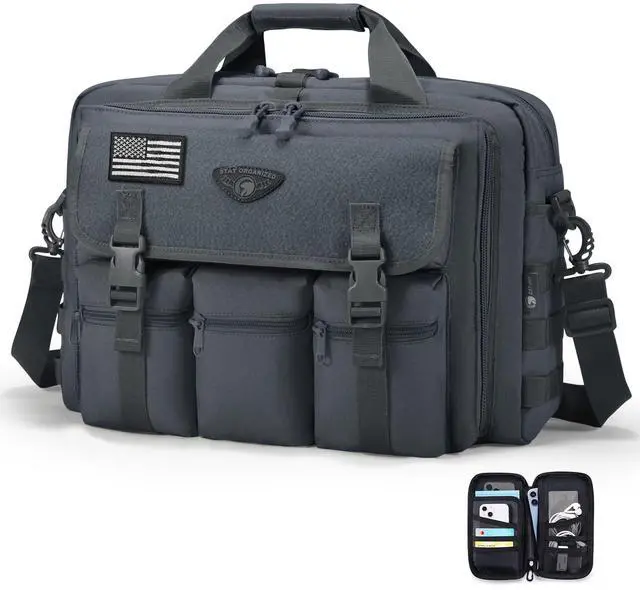 Main image of Large Tactical Laptop Bag for Men, Military 17.3 Inch Computer Bag Briefcase with Passport Wallet, Carry on Messenger Bag