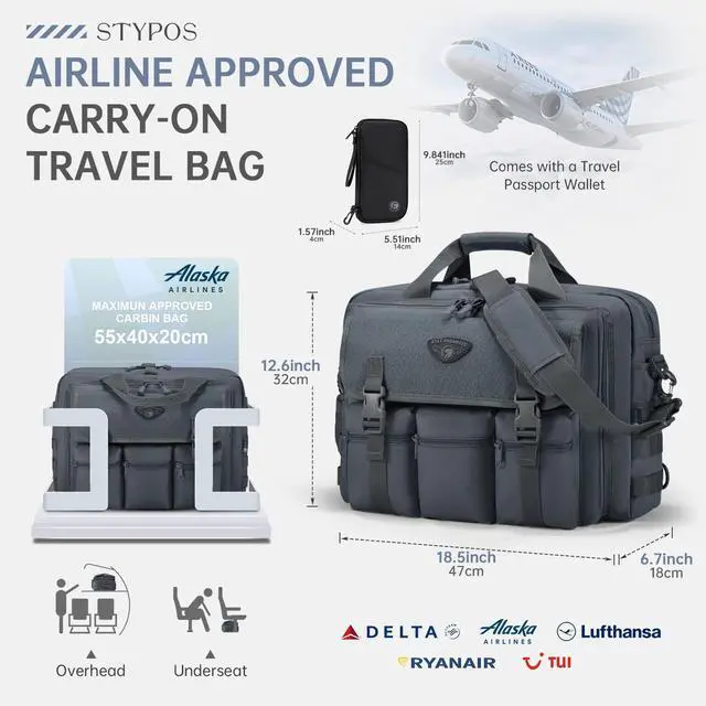 Alt view image 4 of 5 - Large Tactical Laptop Bag for Men, Military 17.3 Inch Computer Bag Briefcase with Passport Wallet, Carry on Messenger Bag