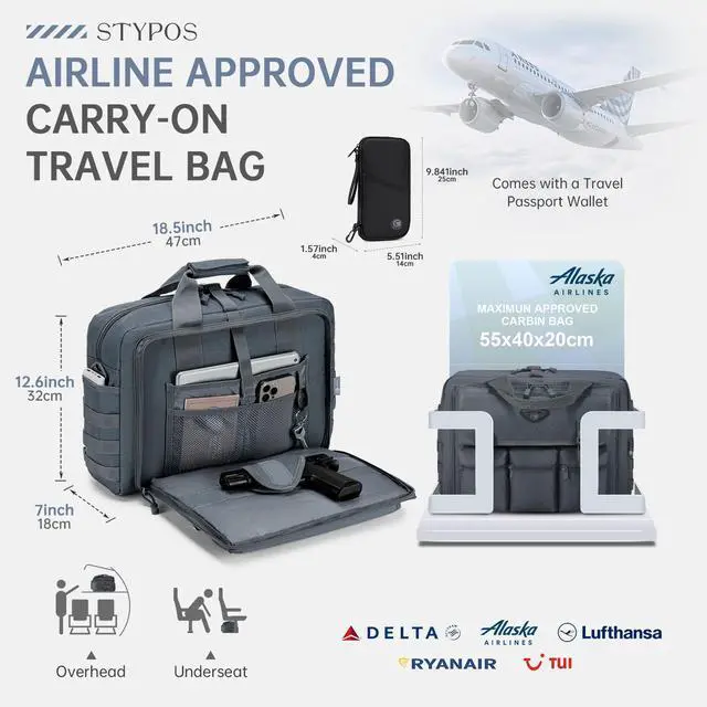 Alt view image 5 of 5 - Large Tactical Laptop Bag for Men, Military 17.3 Inch Computer Bag Briefcase with Passport Wallet, Carry on Messenger Bag