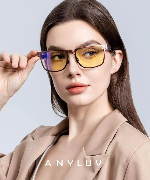 Alt view image 2 of 5 - ANYLUV Blue Light Glasses Men/Women, Al-Mg Metal Computer Blue Light Blocking Glasses, Relieve Eyestrain and Eye Protection