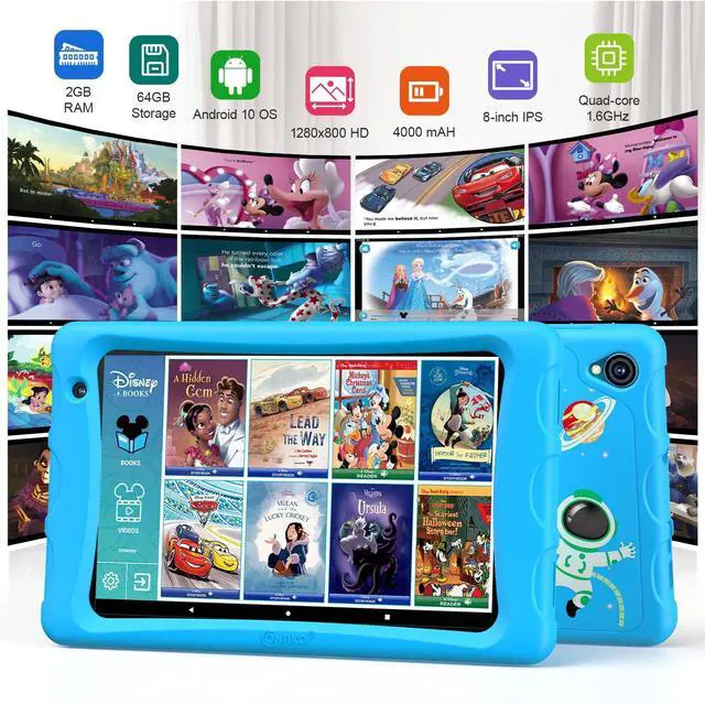 Alt view image 3 of 5 - Contixo 8-inch Kids Tablet - K80A Learning Tablets, Disney eBook Pre-Installed (Value $350), Educator Academy APPs, Parental Controls, Android 13, 32GB, Kid-Proof Case w/ & Stylus, Ages 3-12 - Blue