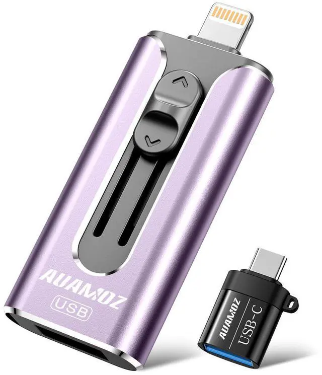 Main image of AUAMOZ 512GB Flash Drive Intended for iPhone, Memory Stick Storage Files Photos Videos Backup, Compatible with iPhone iPad Android PC, Plug and Play, No Application Required (Purple)