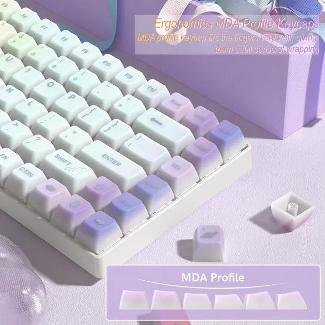 Alt view image 3 of 5 - Womier Keyboard Keycaps Jelly - Shine Through keycaps, Transparent Clear Key Cap, Custom 60 65 75 100 Percent for Cherry MX, Outemu, Gateron Mechanical Keyboards (MDA Profile-Starry Sky)