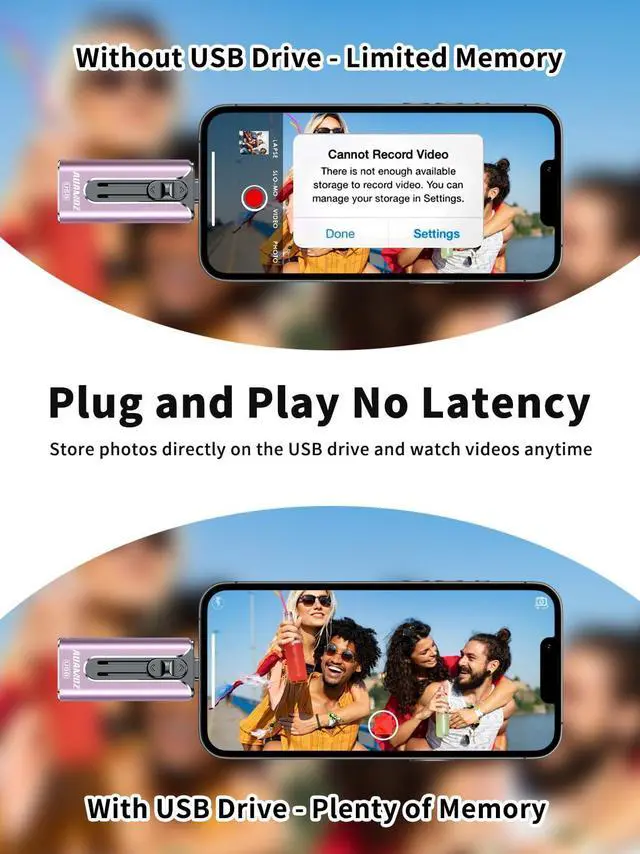 Alt view image 4 of 5 - AUAMOZ 512GB Flash Drive Intended for iPhone, Memory Stick Storage Files Photos Videos Backup, Compatible with iPhone iPad Android PC, Plug and Play, No Application Required (Purple)