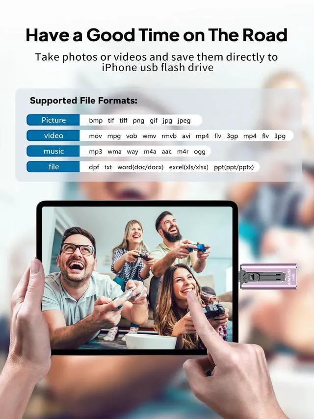 Alt view image 5 of 5 - AUAMOZ 512GB Flash Drive Intended for iPhone, Memory Stick Storage Files Photos Videos Backup, Compatible with iPhone iPad Android PC, Plug and Play, No Application Required (Purple)