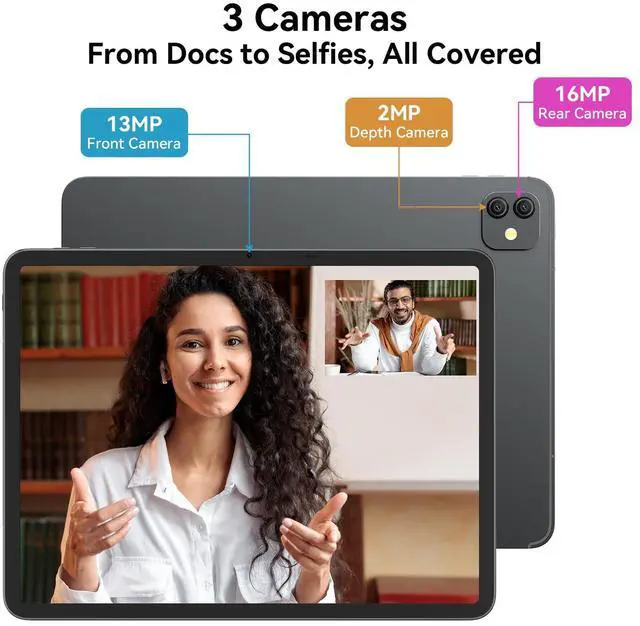 Alt view image 5 of 5 - Blackview 13 inch Android 15 Tablet with Keyboard, 12.7" Large Screen Gaming Tablet with Pen, Helio G100, 256GB, 90 Hz, 2K+, 3 AI Cameras, Widevine L1, 5G WiFi, GPS- Link 8