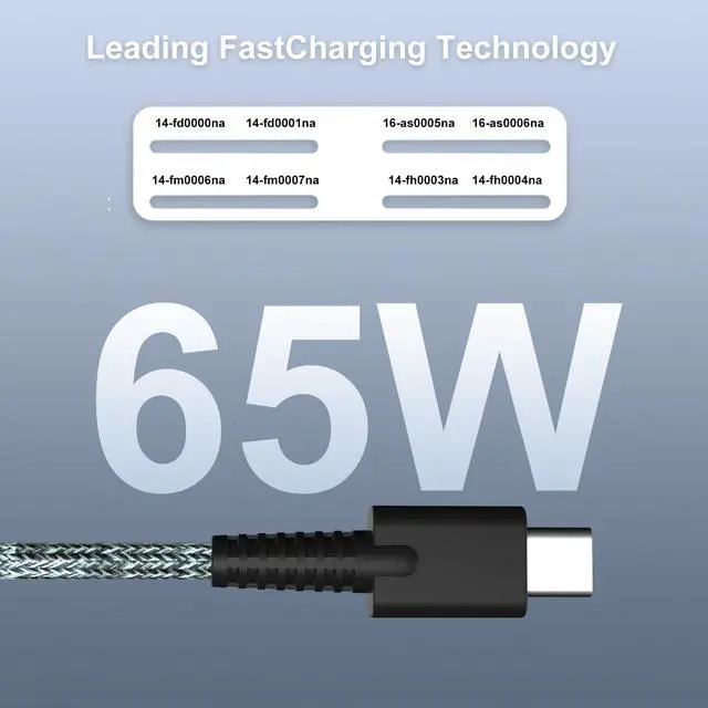 Alt view image 2 of 5 - LQM Ultra Slim 65W USB-C Fast Charger Compatible with HP OmniBook X Flip NGAI Series 14-fm 14-fk 16-as 16-ar 14-fm0008na 14-fk0006na 16-as0005na 16-ar0007na Laptop Adapter