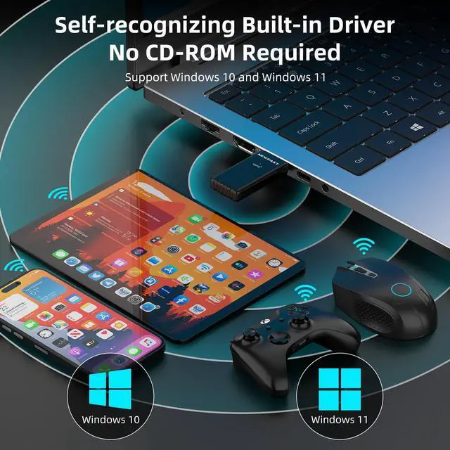 Alt view image 5 of 5 - NEWFAST WiFi 6 Adapter for Desktop PC NF-U351, AX3000 USB 3.0 WiFi Adapter for PC, Dual Band Wireless Network Adapter, MU-MIMO, OFDMA, WPA3, Supports Windows 11/10,Portable Design