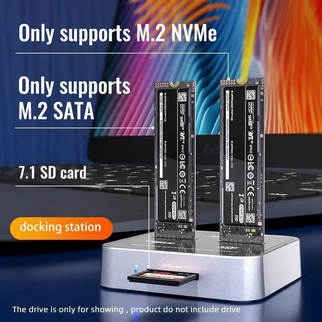 Alt view image 2 of 5 - MAIWO K3016SD NVMe SATA SD 3 Bay SSD Docking Station, 10Gbps M.2 SSD Reader Adapter Enclosure, Compatible SD Express/M.2 NVMe SATA SSD. (Not Support Clone)