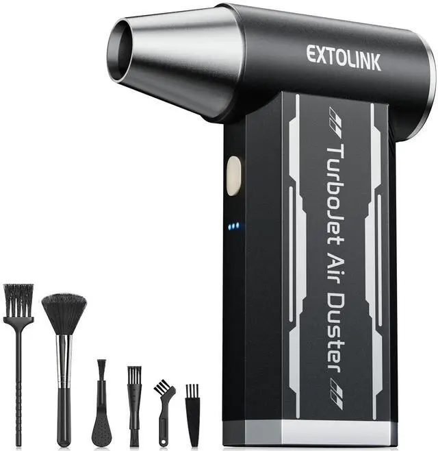 Main image of EXTOLINK L8 Compressed Air Duster 180,000 RPM 4-Speed Electric with TurboJet Mode, 8000mAh Battery & Cleaning Kit, for Desktop, PC, Keyboard, Laptop, Car, Home