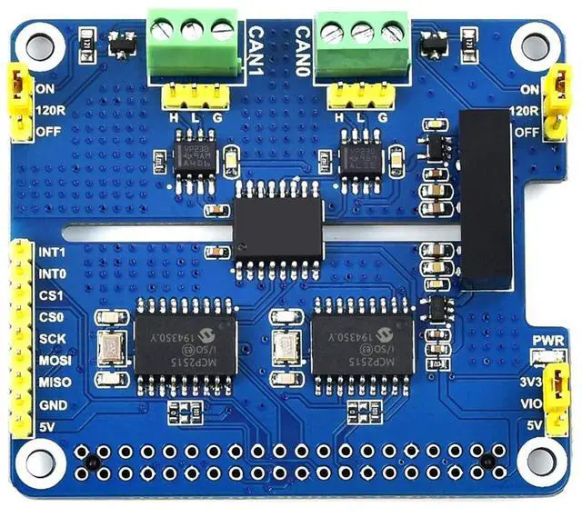 Main image of Coolwell 2 Channel CAN HAT Isolated CAN Bus Expansion Board for Raspberry Pi/STM32/Arduino with MCP2515 + SN65HVD230 Dual Chips Solution