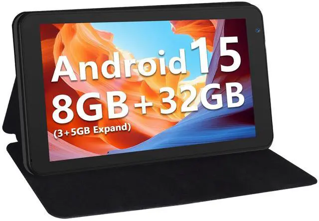 Main image of NEWISION 7 Inch Tablet with Case, Five Core Android 15 Tablets, 8GB RAM 32GB Storage 1TB Expand, 5G WiFi,1024x600 IPS HD Display, 3500mAh,Dual Camera, Type C Tablet PC (Black)