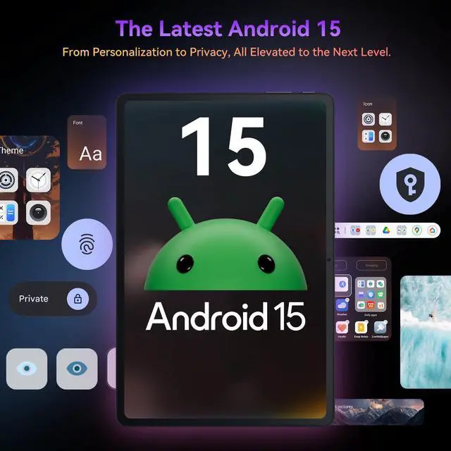 Alt view image 3 of 5 - Blackview Android 15 Tablet with Gemini Ai, Android Tablet 11 inch with 24GB+256GB/2TB TF, 5G WiFi Tablets, Octa Core CPU, 8200mAh, 2K Incell Screen, 13MP+8MP Camaras/Face ID, Gray