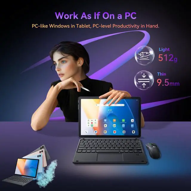 Alt view image 4 of 5 - Blackview Android 15 Tablet with Gemini Ai, Android Tablet 11 inch with 24GB+256GB/2TB TF, 5G WiFi Tablets, Octa Core CPU, 8200mAh, 2K Incell Screen, 13MP+8MP Camaras/Face ID, Gray