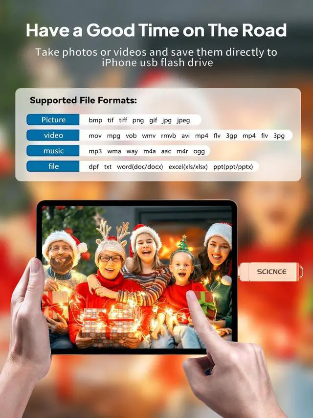 Alt view image 5 of 5 - SCICNCE 512GB Flash Drive Intended for iPhone, USB Memory Stick Storage Backup for Photos Videos, Plug and Play No APP Required, Compatible with iPhone iPad Android and Computers (Rose Gold)