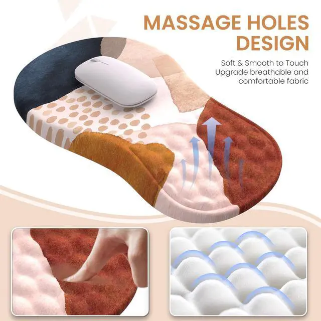 Alt view image 4 of 5 - Anyshock Large Desk Matt for Desktop, Boho Desk Mat Set, Carpal Tunnel Keyboard and Mouse Pad, Desk Mat for Keyboard and Mouse, XL Computer Mouse Pad for Desktop Laptop, Color Block Orange