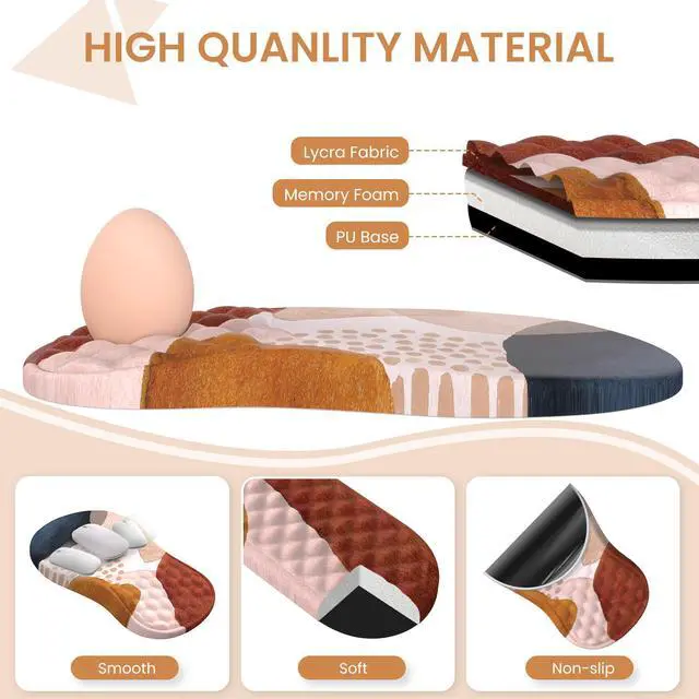 Alt view image 5 of 5 - Anyshock Large Desk Matt for Desktop, Boho Desk Mat Set, Carpal Tunnel Keyboard and Mouse Pad, Desk Mat for Keyboard and Mouse, XL Computer Mouse Pad for Desktop Laptop, Color Block Orange