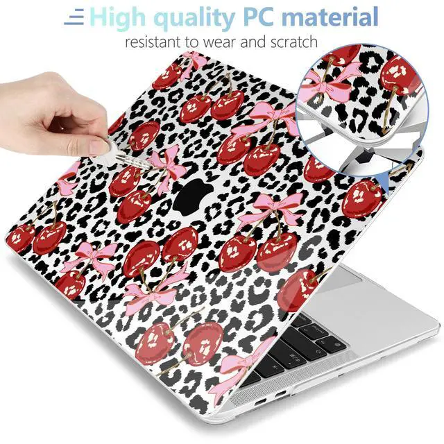 Alt view image 3 of 5 - MEEgoodo for MacBook Pro 13 inch Case 2022 2021 2020 A2338 M2/M1 A2251 A2289 with Touch ID,Clear Laptop Hard Shell Cases with Keyboard Webcam Cover & Trackpad Film & Type C Adapter, Leopard & Cherry