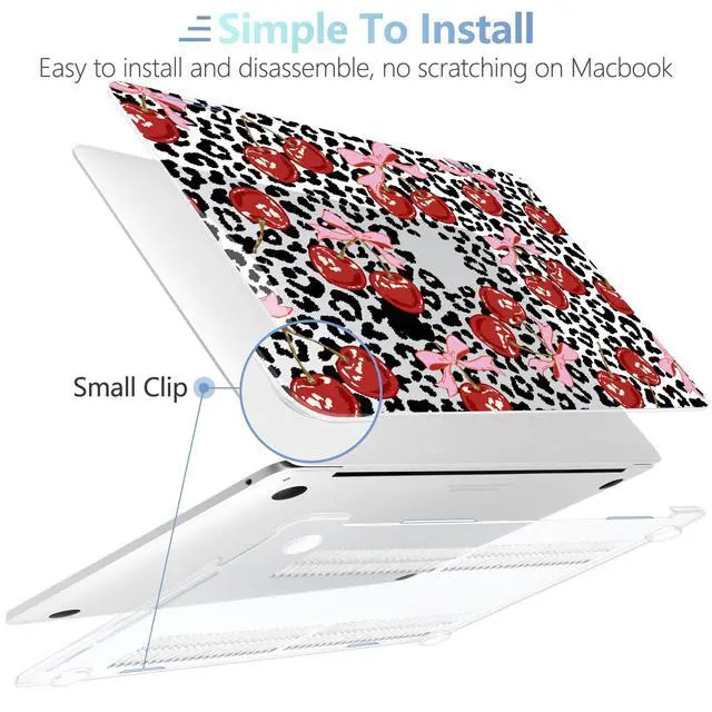 Alt view image 4 of 5 - MEEgoodo for MacBook Pro 13 inch Case 2022 2021 2020 A2338 M2/M1 A2251 A2289 with Touch ID,Clear Laptop Hard Shell Cases with Keyboard Webcam Cover & Trackpad Film & Type C Adapter, Leopard & Cherry