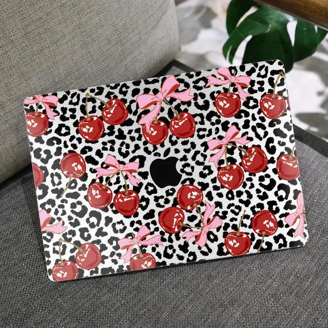 Alt view image 5 of 5 - MEEgoodo for MacBook Pro 13 inch Case 2022 2021 2020 A2338 M2/M1 A2251 A2289 with Touch ID,Clear Laptop Hard Shell Cases with Keyboard Webcam Cover & Trackpad Film & Type C Adapter, Leopard & Cherry