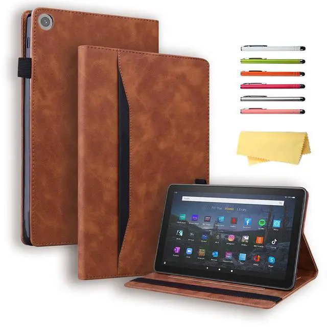 Main image of UUcovers Fire HD 10 Case 9th/7th/5th Generation (2019/2017/2015) 10.1",Folio Stand Wallet with Pencil Holder Elastic Band Business Document Pocket [Auto Sleep/Wake] PU Leather Shockproof Cover, Brown