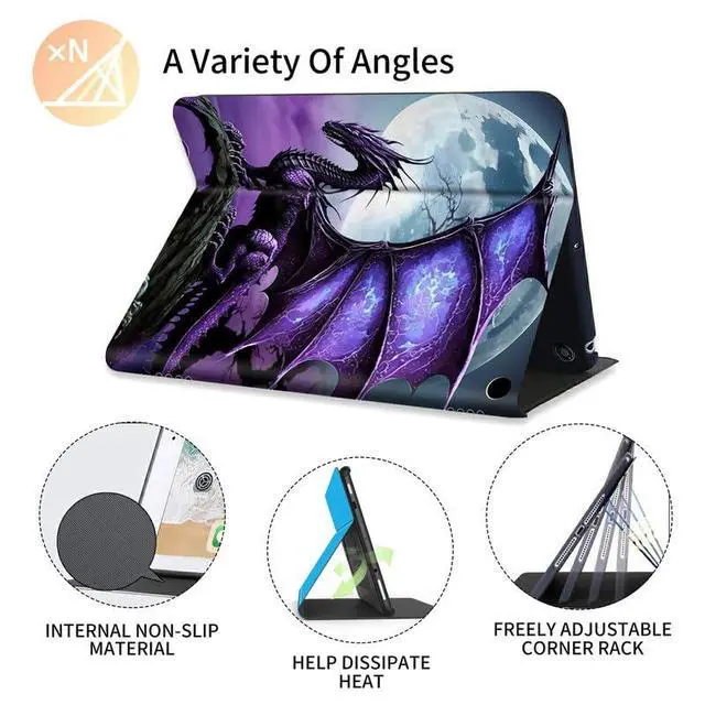 Alt view image 5 of 5 - FUYOCWE for Fire HD 10 Tablet Case (13th Generation,2023 Release,10.1"), PU Leather Multi-Angle Folding Stand Smart Flip Cover for Amazon Kindle Fire HD 10 13th Gen-Arcient Dragon